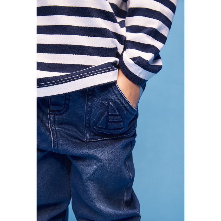 Jean en denim avec print embossed voilier pour bébé garçon - Bleu moyen