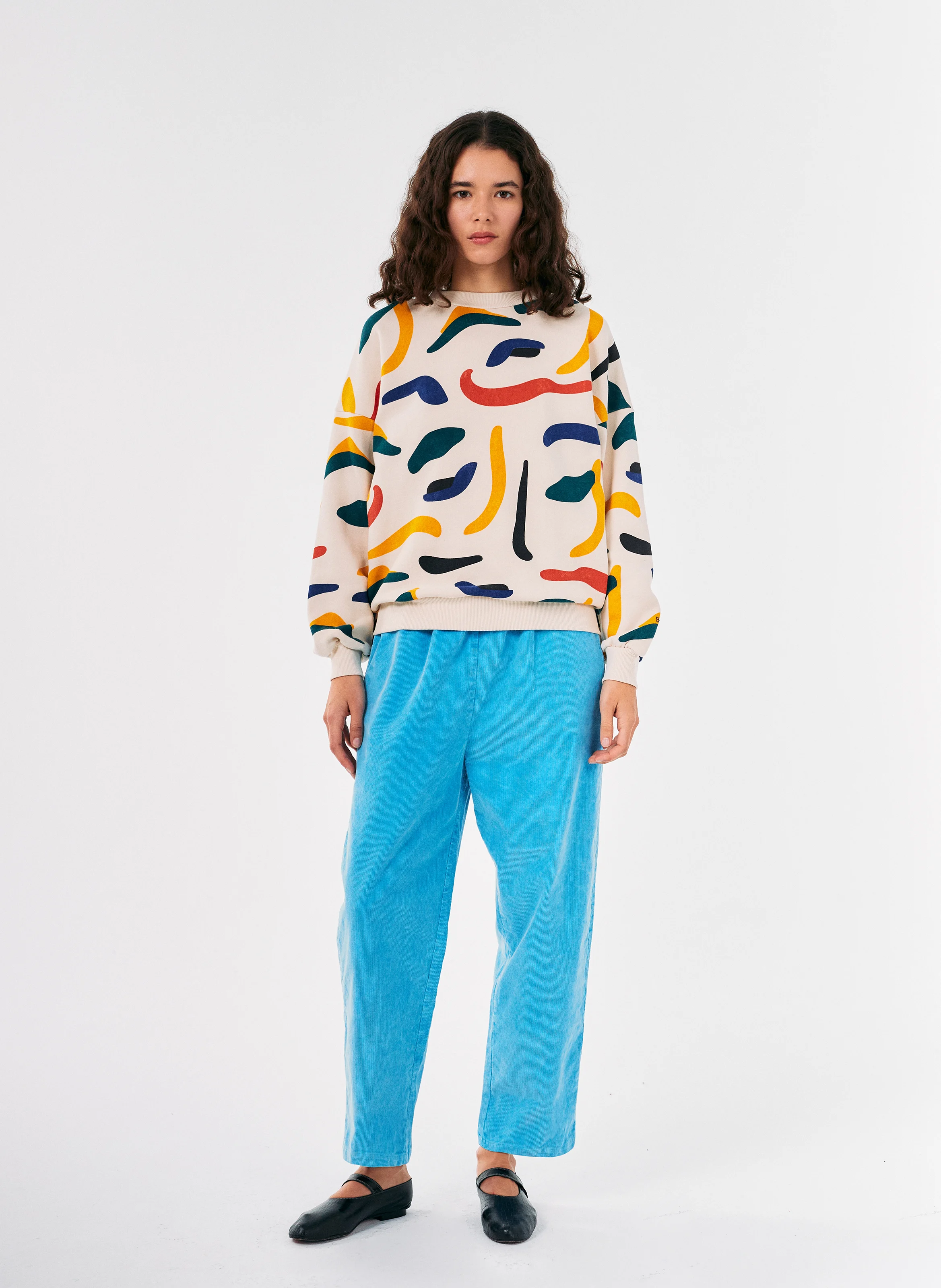 Sweat col rond en coton bio | Multicolore