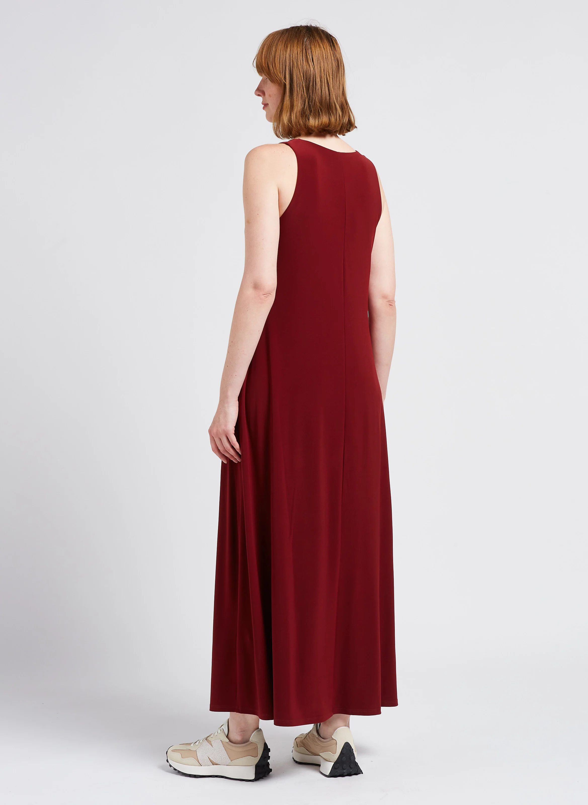 LANA - Robe longue col rond| Rouge