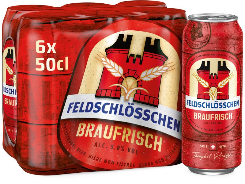 Feldschlösschen Bier Braufrisch 6 x 0.5 l Naturtrübes Lagerbier