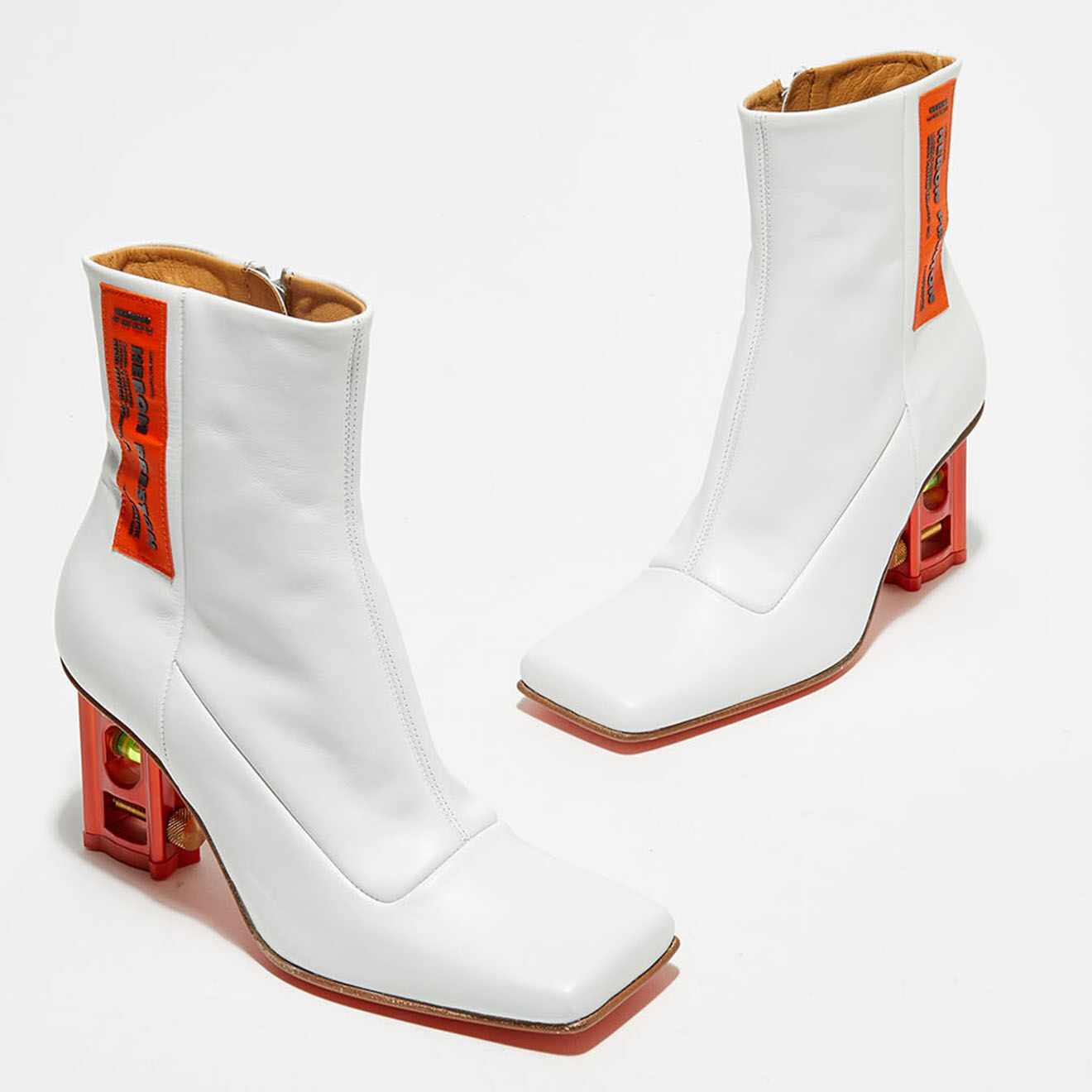 Heron Preston Bottines en Cuir Level blanc/orange - Talon 7,5 cm