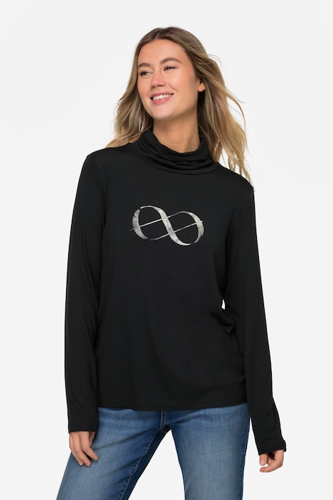 T-Shirt, Rollkragen, Laurasøn Logoprint, Langarm, OEKO-TEX