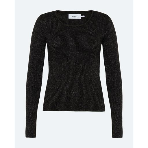 Moves Twisti O-neck Strikbluse, Black, L