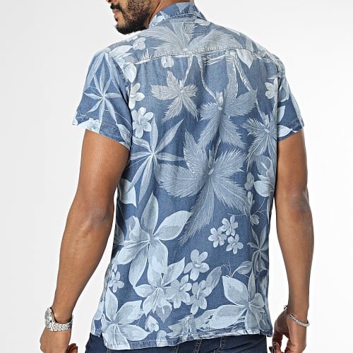 Chemise Jean Manches Courtes Clovis Bleu Denim Floral