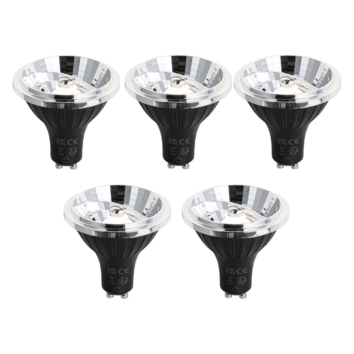 Set van 5 GU10 dimbare LED lamp 70mm 6.5W 600 lm 3000K