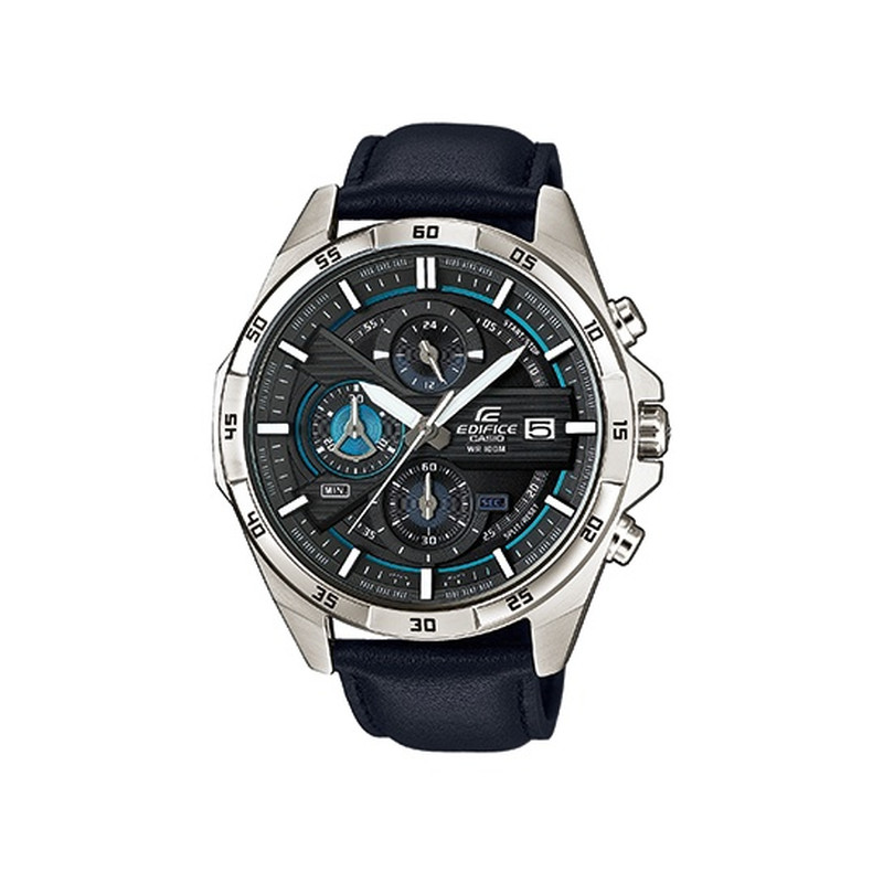 Montre Casio homme acier cuir bleu