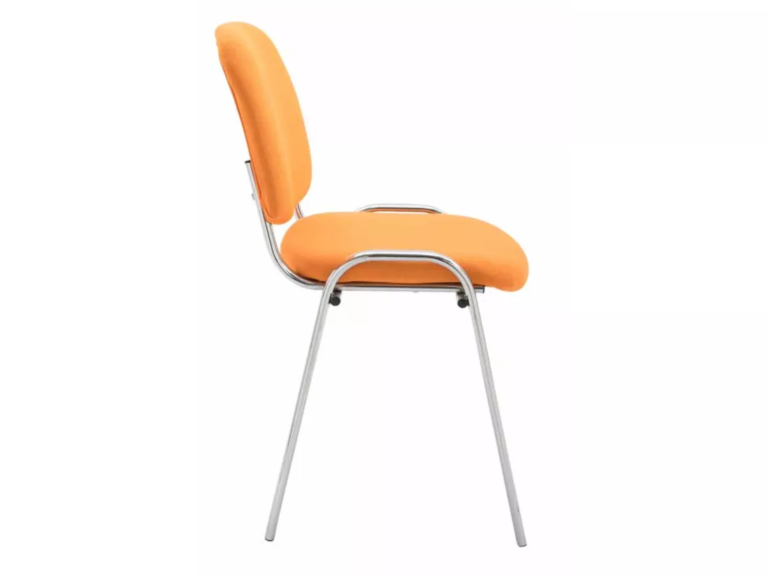 Lot de 4 Chaise de conférence - Tissu & Métal chromé - Orange - Ken