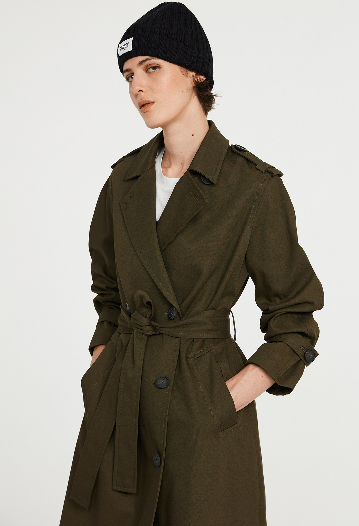 Trench long kaki