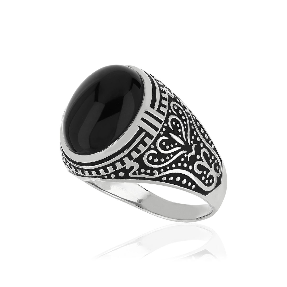 Bague argent 925 onyx imitation ovale