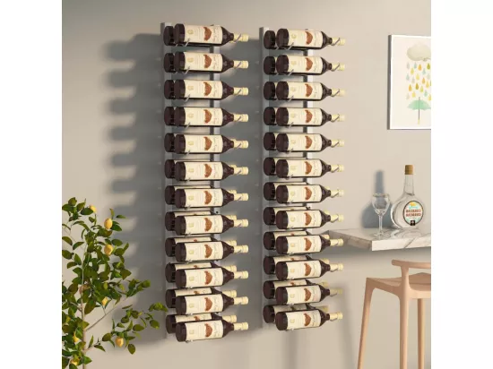 Casier à vin mural pour 24 bouteilles 2 pcs Blanc Fer