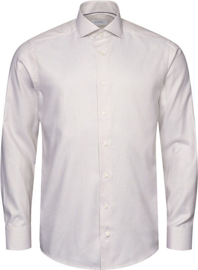 ETON Contemporary Fit Beige Melange Semi Solid Fine Twill Shirt Lysebrun