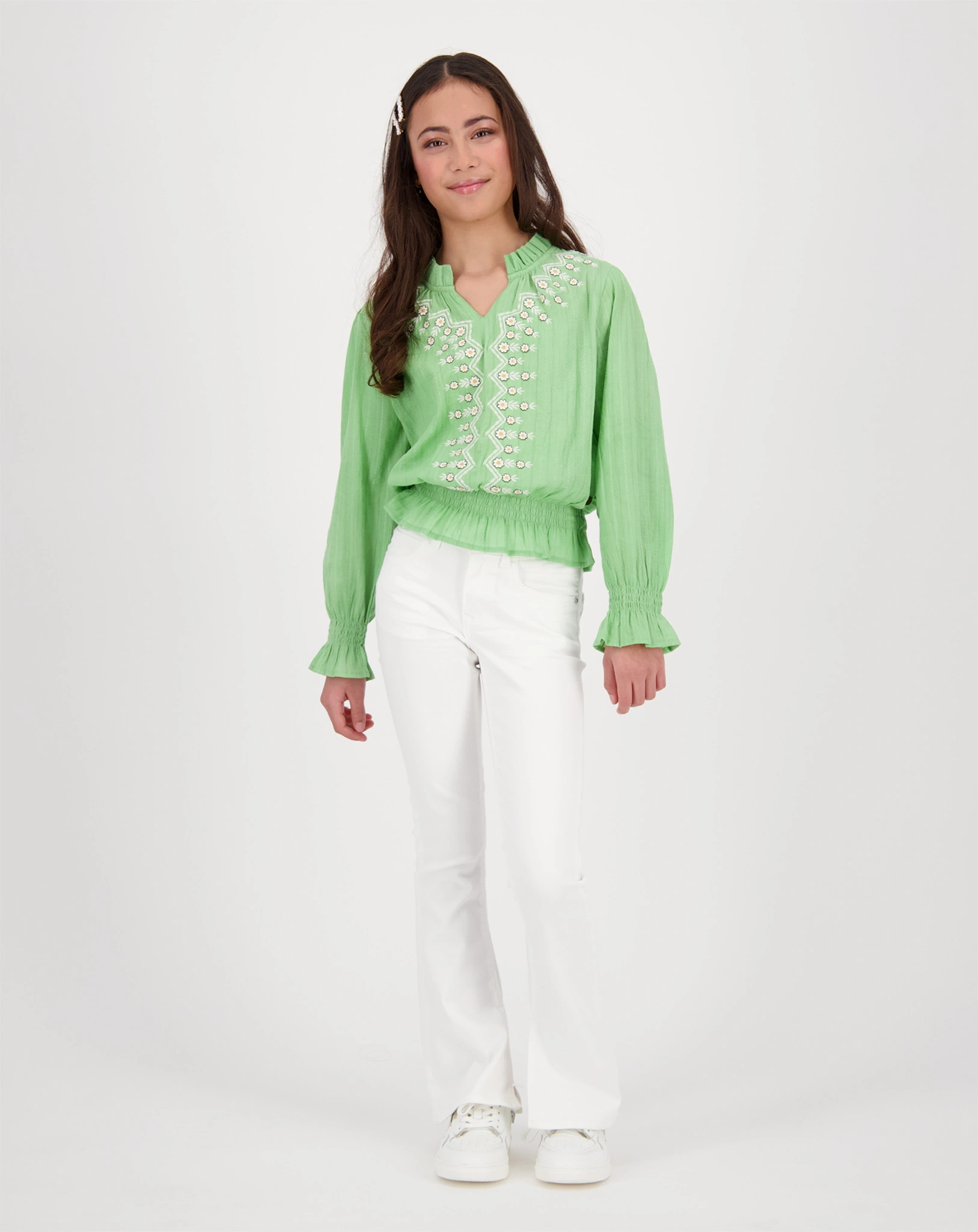 Langarm-Bluse LANA in pea green