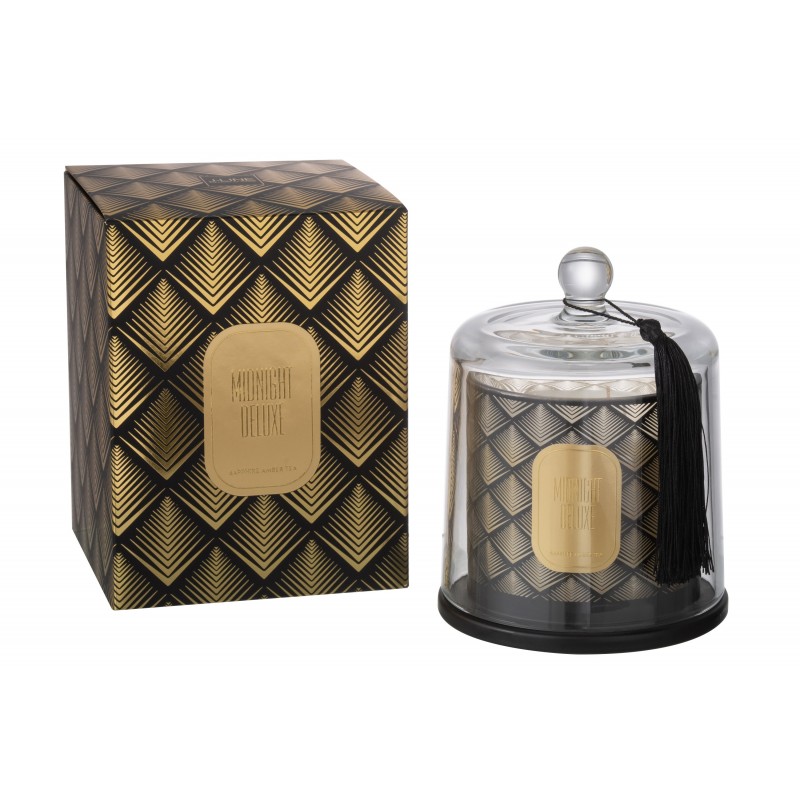 Bougie parfumée sous cloche en verre noir 14x14x17cm