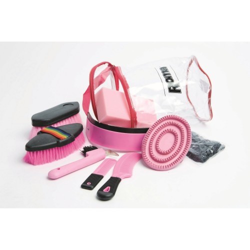 Kit de higiene para cavalos cilíndrico rosa
