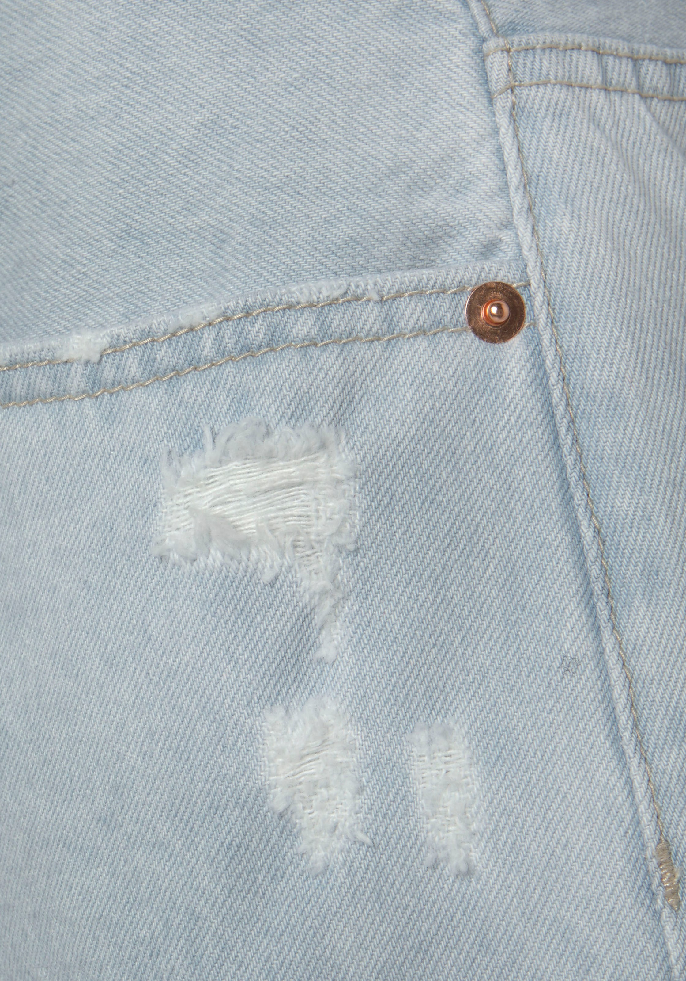 Buffalo Jeansshorts mit Used-Effekten, Seitenschlitze, kurze Hose aus Baumwolle