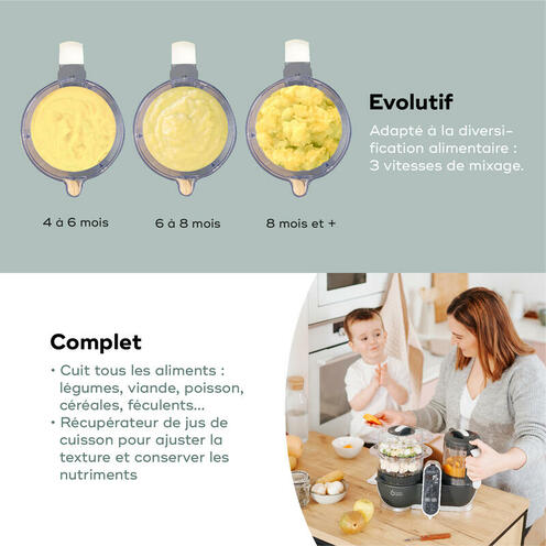 Nutribaby(+) Gris Robot Multifonctions bébé 6 en 1 - BABYMOOV