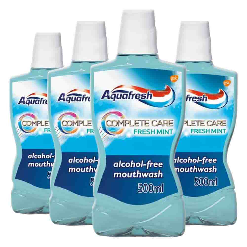 4x Aquafresh Mondwater Complete Care Fresh Mint500 ml
