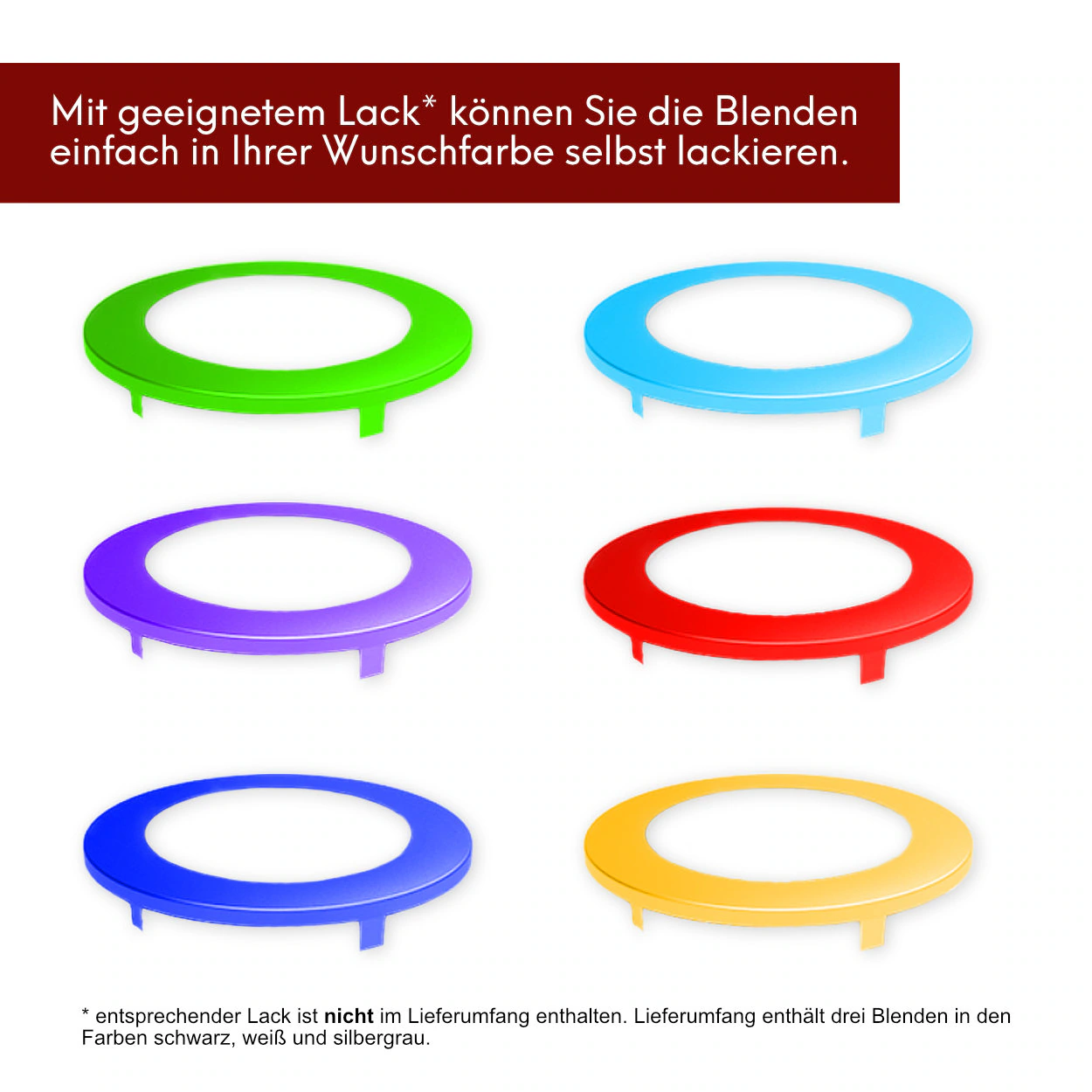 kalb | USB Einbausteckdose mit 2 USB-Anschlüssen, 54mm rund für Montage in und an Möbeln / Platten, mit EU-Stecker, inkl. farbiger Blenden