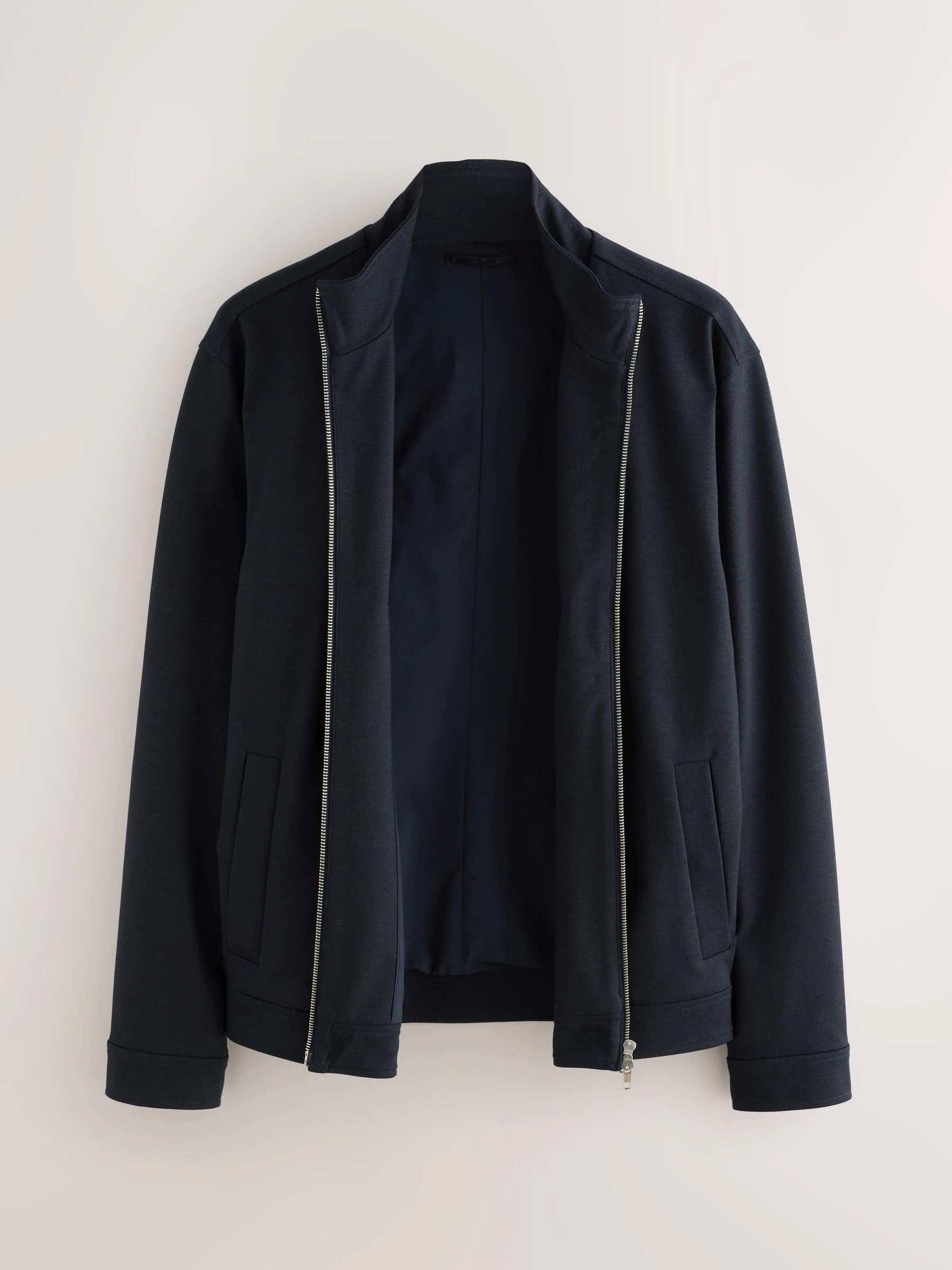 Donkerblauw - Premium Smart Funnel Neck Zip Through With Wool