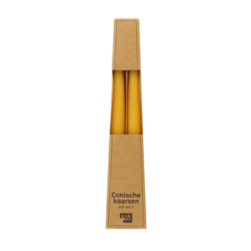 Kaars conish geel 25 cm - set van 2
