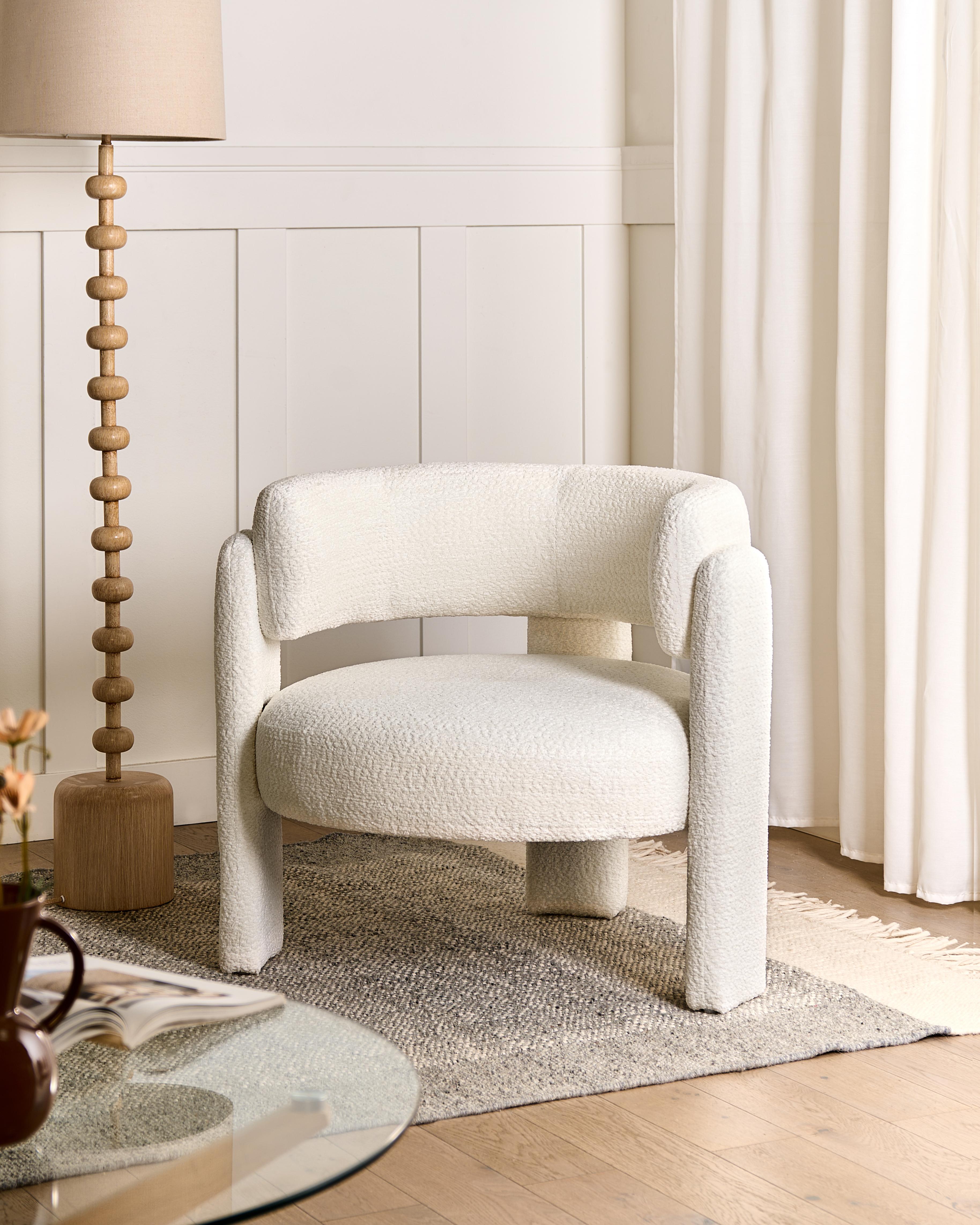 Fauteuil BUREA Chenille Gebroken wit