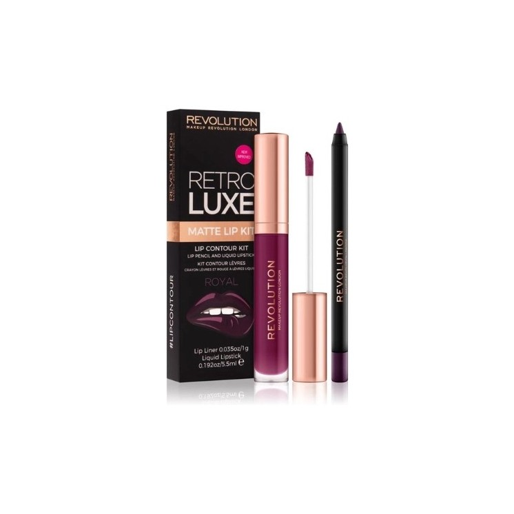 Revolution Retro Luxe Matte Kit Royal Lippen-Make-up-Set: Lipgloss 5,5 ml + Lippenstift 1 g