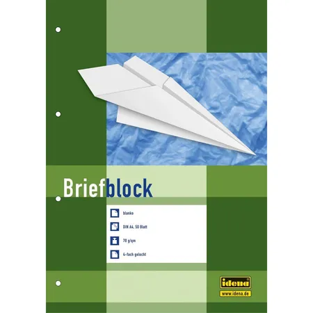 Idena Briefblock A4 50Bl. 70g/m²,gelocht,blanko