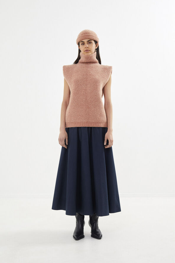 Rabens Saloner Poplin full skirt - Rita Dark navy