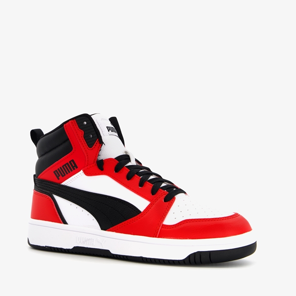Puma Rebound V6 Mid jongens sneakers rood/zwart