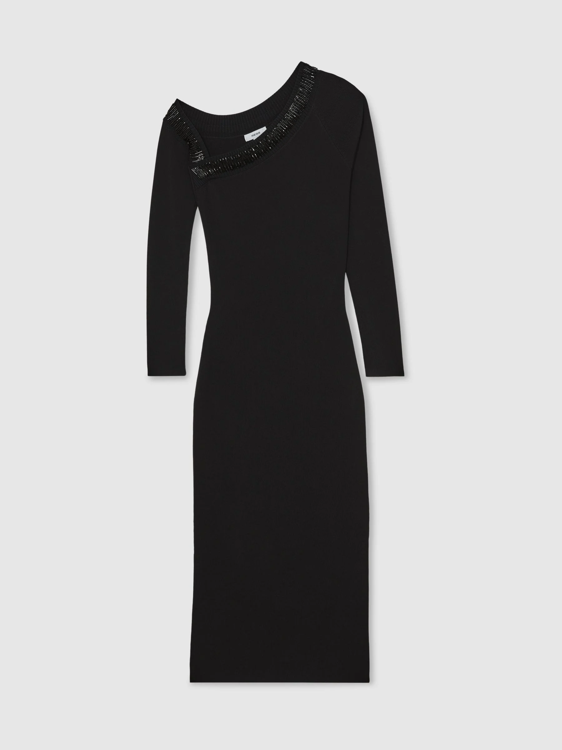 Reiss Zaide Off-Shoulder Gebreide Jurk met Kralen-Detail