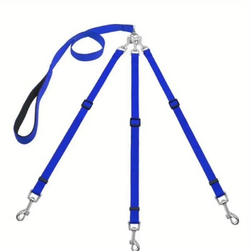 (150cm) 3-fach Hunde Leine Verstellbare Spazierleine für 3 Hunde mit Karabiner Haken - Blau