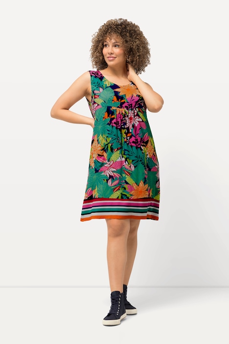 Jerseykleid, Dschungelmuster, Rundhals, ärmellos
