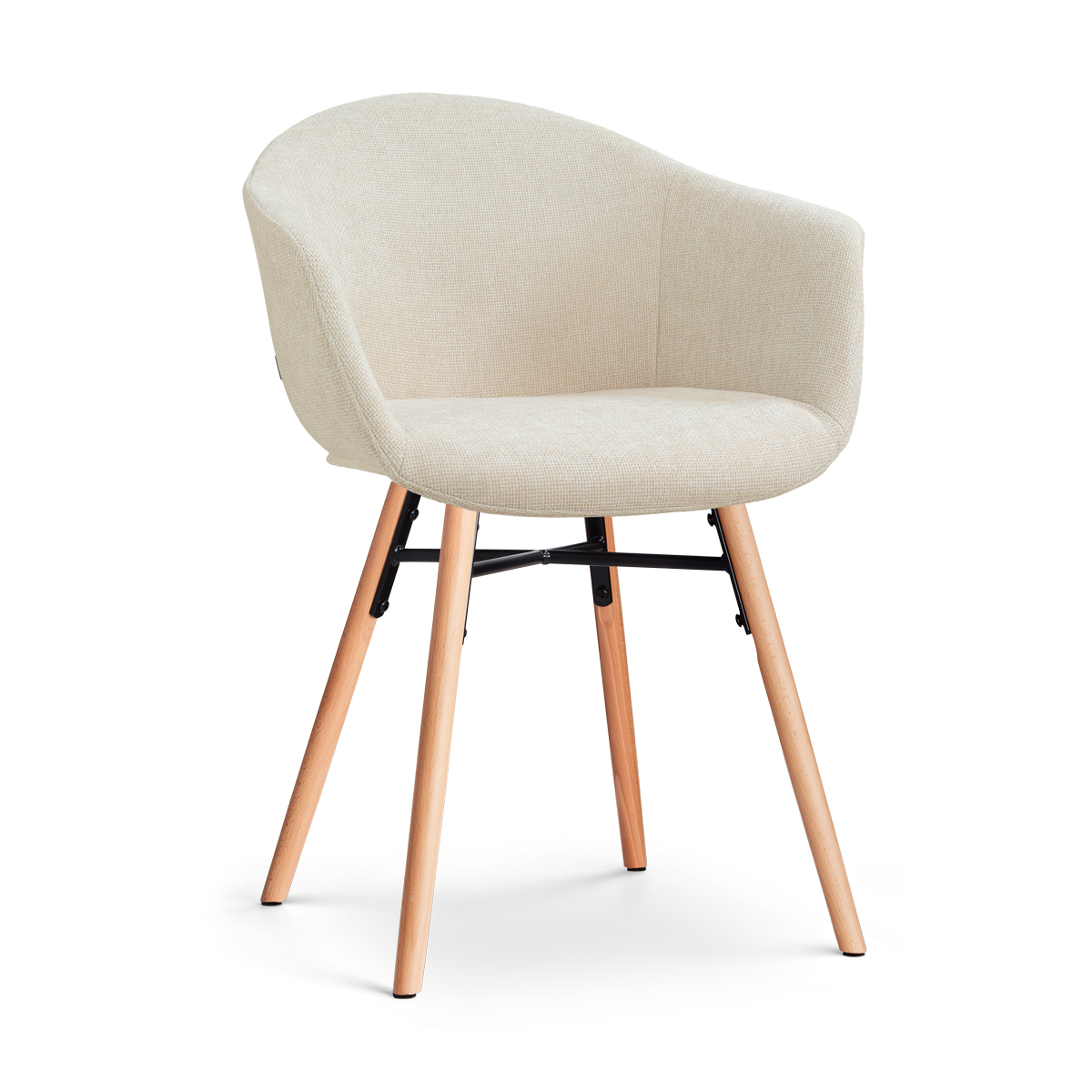 Eetkamerstoel Nena-Otis houten onderstel cottonbeige