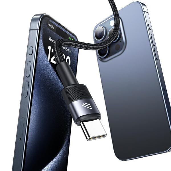 (1.2m) 60W USB C auf USB C Nylon Ladekabel Fast Charging PD Datenkabel (USA001520) - Schwarz