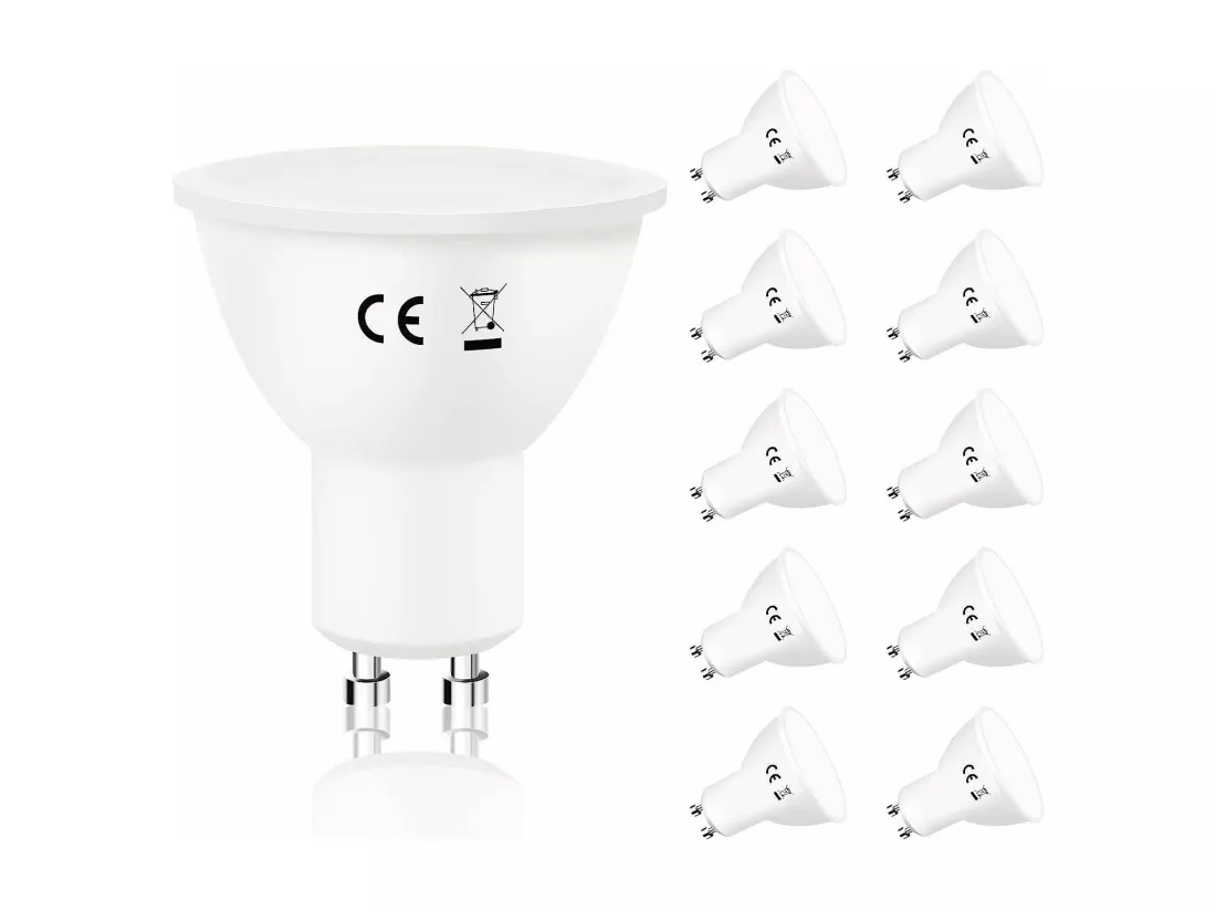 NETTLIFE Lot de 10 ampoules LED GU10 Blanc Froid L'ampoule LED 6W 5000K remplace une 60W économie d'énergie angle de faisceau 110° non dimmable Paquet