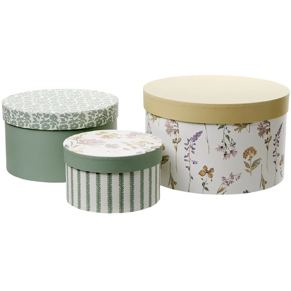 Boîte de rangement ronde déco x3