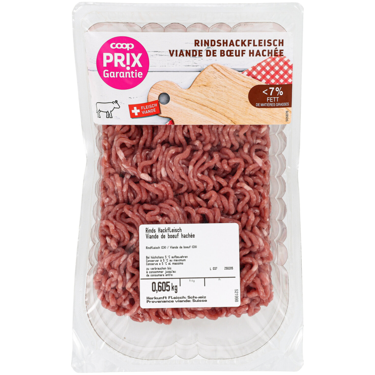 Prix Garantie Rindshackfleisch low Fett ca. 600g