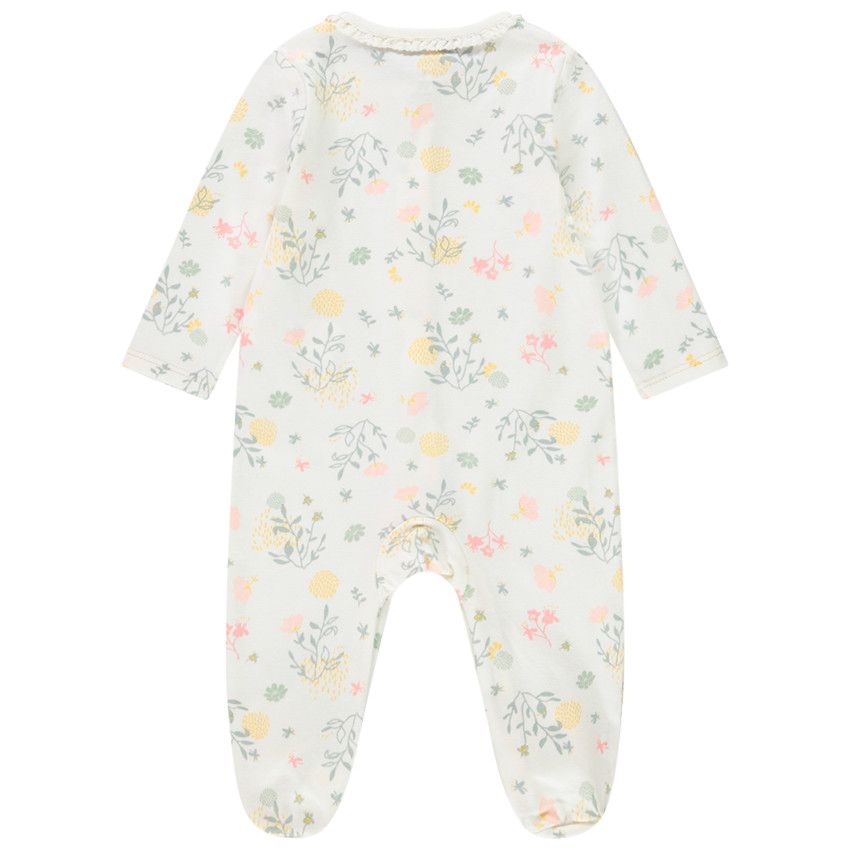 Dors-bien en jersey imprimé fleuri pour bébé fille - Ecru