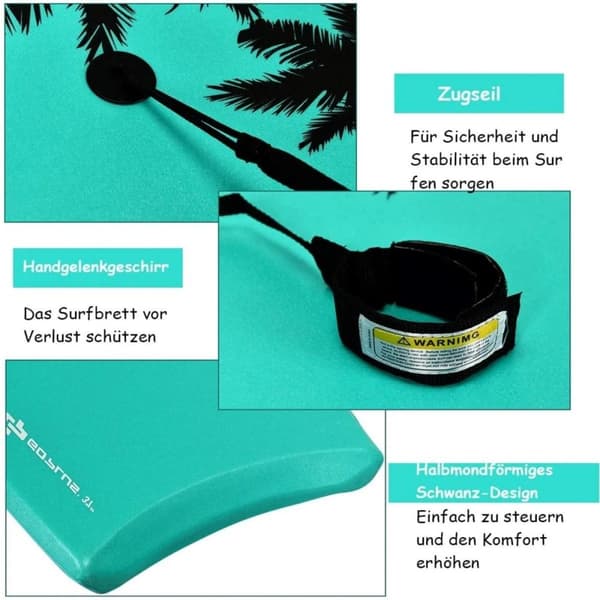Bodyboard Surfebrett Sup-Board Svømmebrett Svømmebrett 94 x 47 x 5,5 cm Grønn