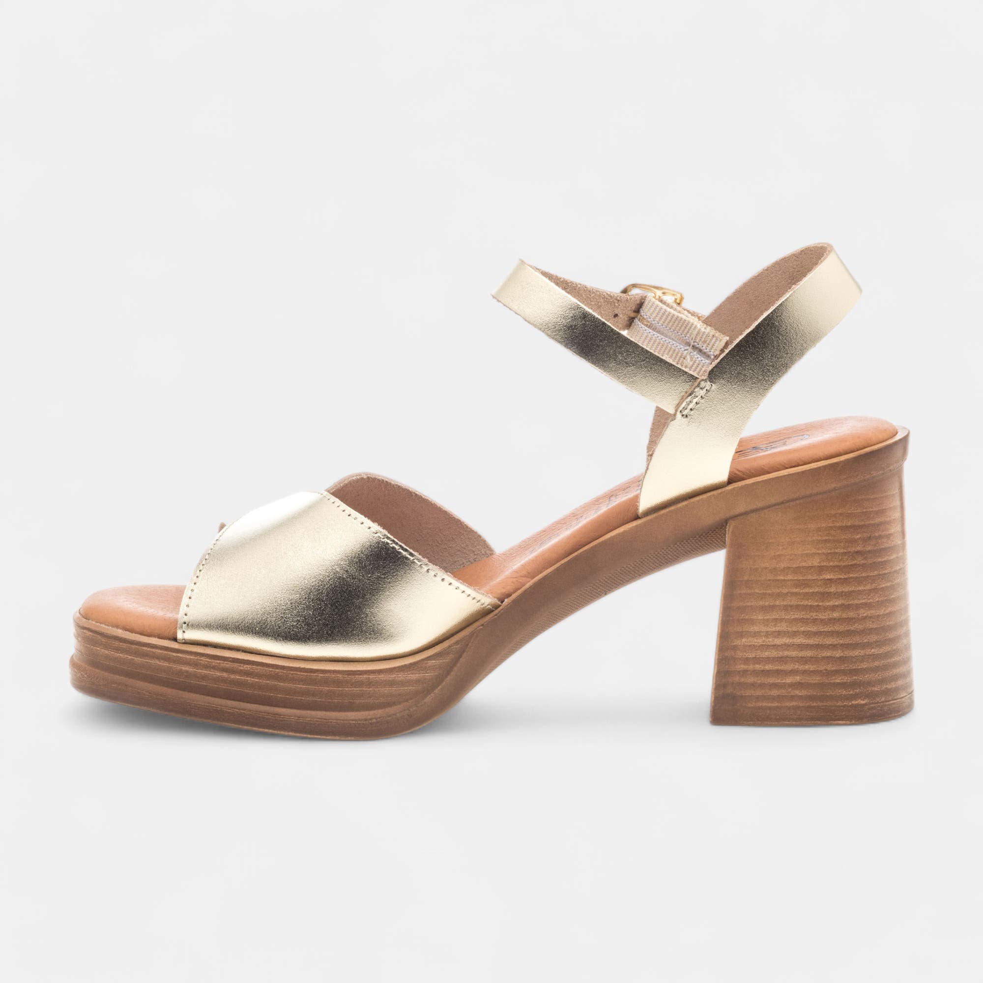 Nu-pieds à talon Femme en cuir or
