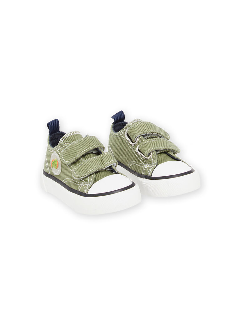 Baskets en toile kaki avec patch dinosaure