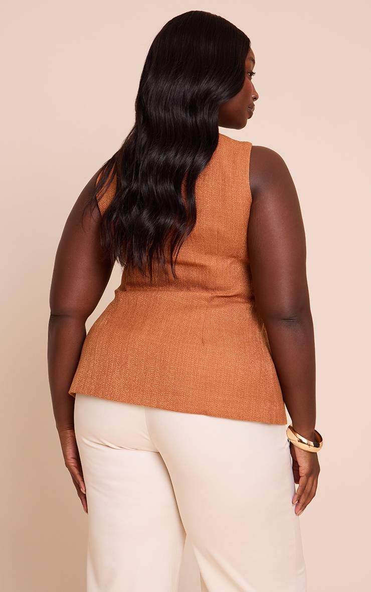 Rouille Gilet Sans Manches Boutonné Grande Taille
