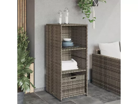 Armoire de rangement de jardin gris 50x55x115 cm résine tressée