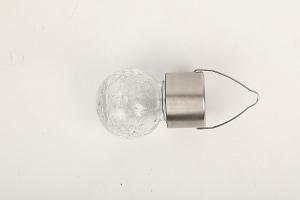 AMPOULE 1 LED MULTICOLORE CRAQUELEE VERRE ET INOX D.6CM