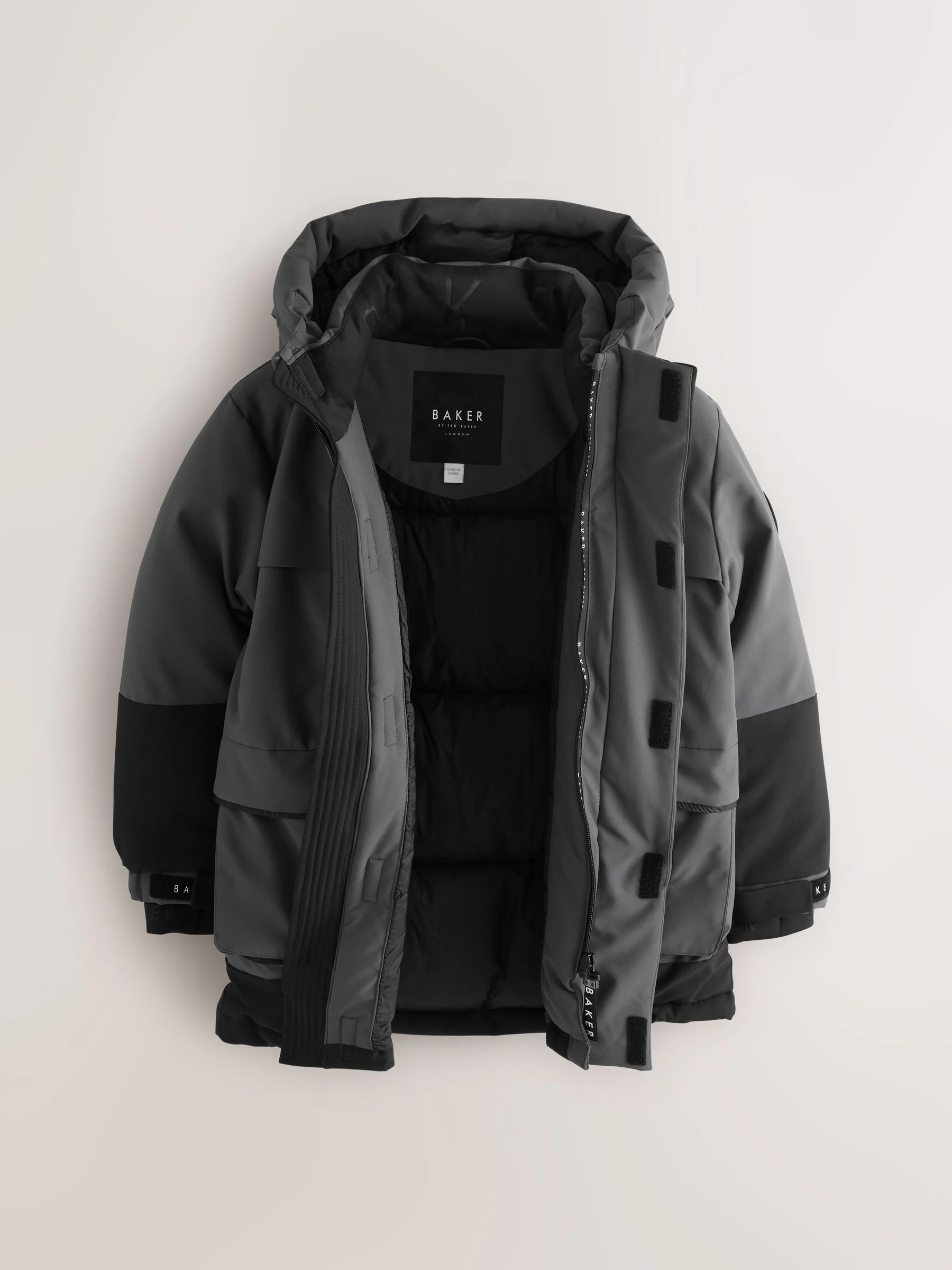 Antracietkleurig/zwart - Baker by Ted Baker regenbestendige colourblockparka