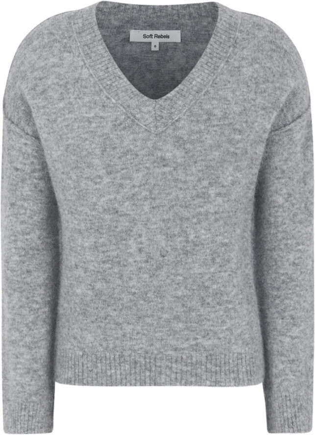 Soft Rebels SRAllison V-neck Knit Medium grey melange
