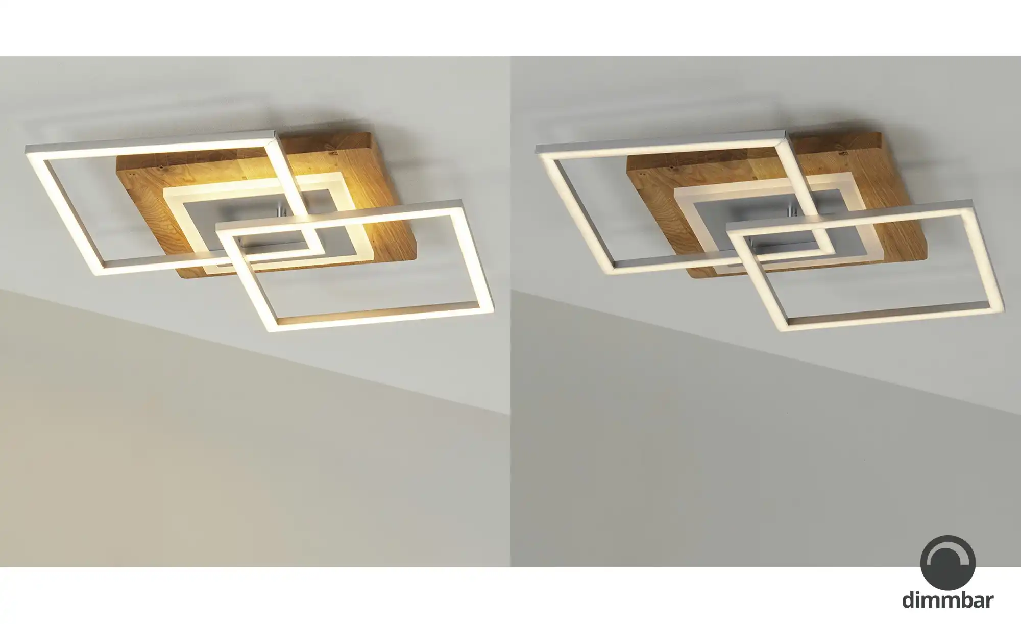 LED-Deckenleuchte, 2-flammig, Asteiche