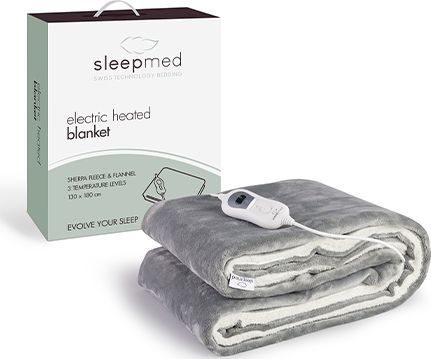 SleedMed Elektrische Knuffeldeken - Bovendeken - Warmtedeken - Sherpa fleece & Flanel - 180x130 cm - 180 min Timer