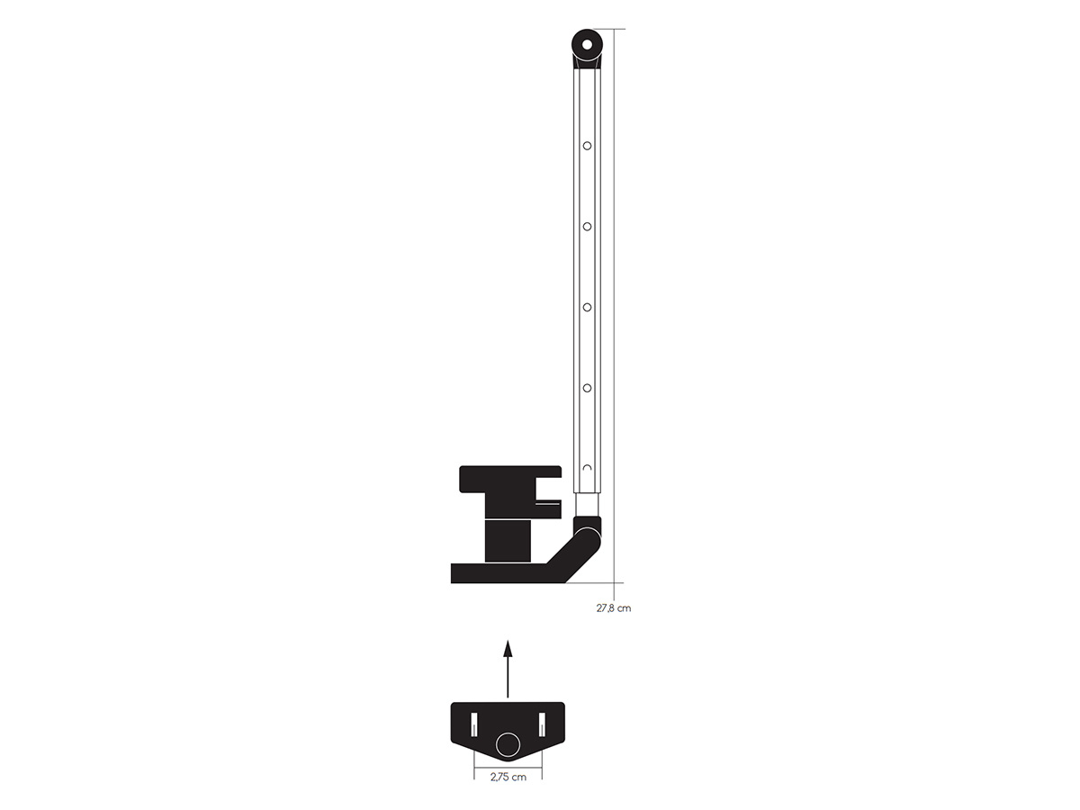 Obelink 27,8 cm klik-klak raamuitzetter met hendel - rechts