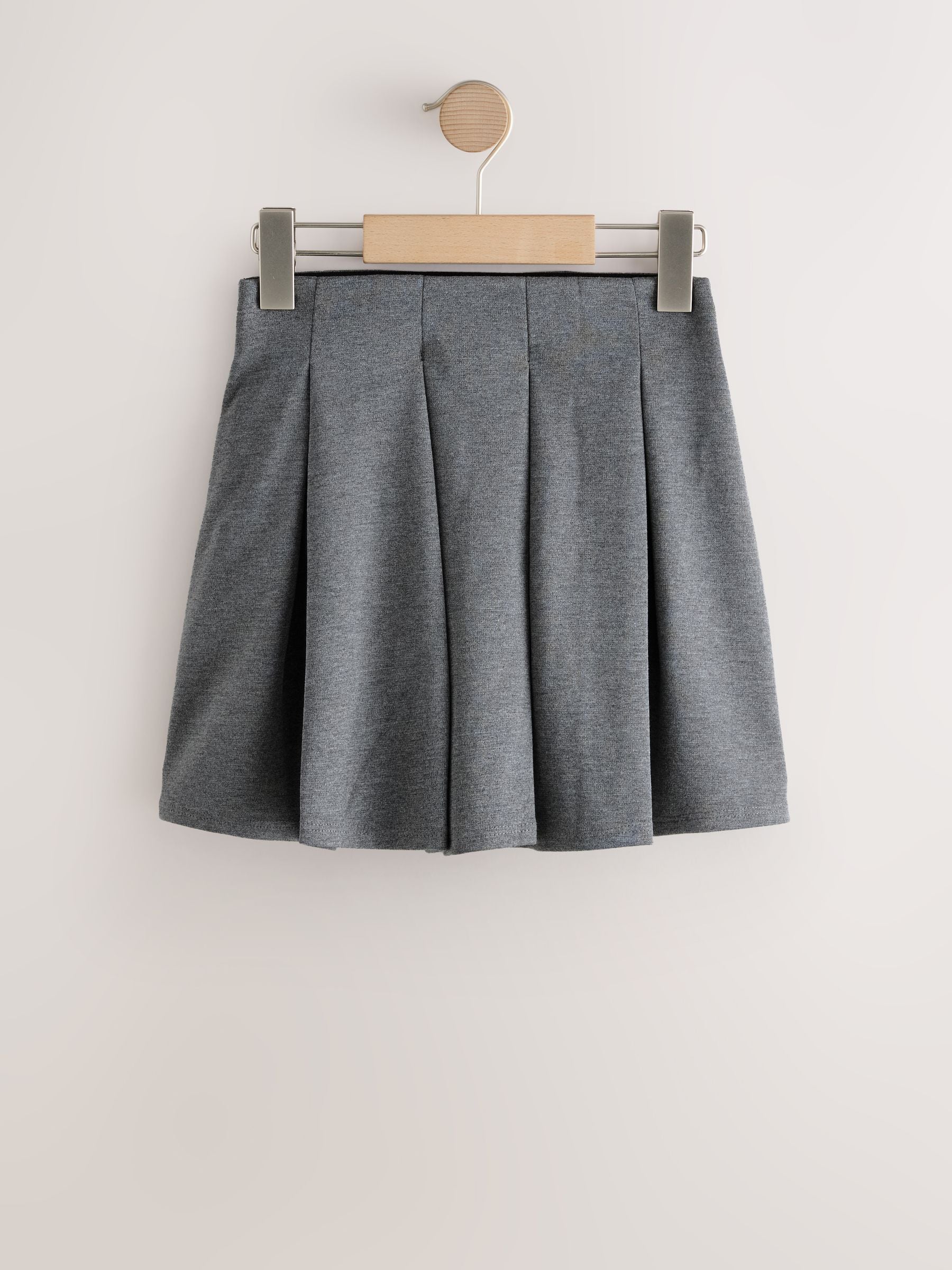 Grijs - Jersey pull-on geplooide schoolrok met stretch (3-17jr)